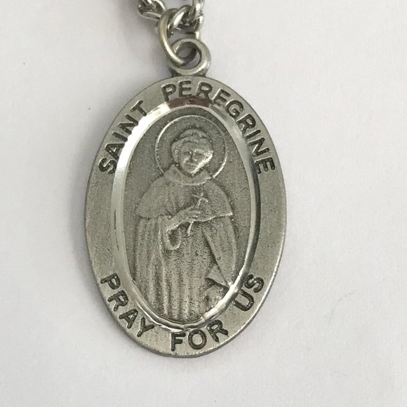 Vintage St Peregrine Cross Necklace Medal Catholic 24" Patron Saint of Cancer - Picture 7 of 12